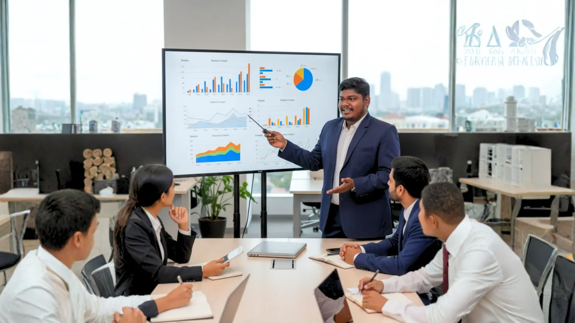 Madhanraj Prabakaran presenting digital marketing data and growth strategies to clients.